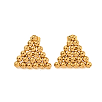 304 Stainless Steel Stud Earrings for Women, Real 18K Gold Plated, Triangle, 21x23.5mm