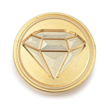 Golden Tone Wax Seal Brass Stamp Heads, for Invitations, Envelopes, Gift Packing, Diamond, 25x15mm, Inner Diameter: 7mm