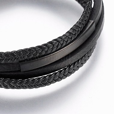 Braided Microfiber PU Leather Cord Multi-strand Bracelets(BJEW-K206-H-01B)-2