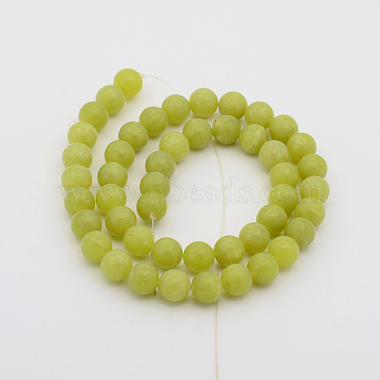 Natural Olive Jade Round Bead Strands(G-P070-34-8mm)-2