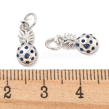 Brass Micro Pave Marine Blue Cubic Zirconia Charms(KK-Q814-06P)-3