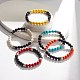 Round Synthetic Turquoise(Dyed) Beaded Stretch Bracelet for Women(BJEW-JB07531)-2