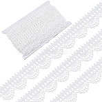 15 Yards Polyester Stitchwork Lace, Wavy Ribbon, DIY Garment Accessories, Flat, with 1Pc Thread Bobbins White Cards, White, 1-1/2 inch(38mm)(OCOR-GF0002-40A)