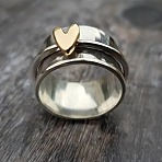 Heart Zinc Alloy Rotatable Finger Rings, Fidget Spinner Ring for Calming Worry Meditation, Platinum & Golden, US Size 11(20.6mm)(FS-WGEF0CA-05)