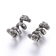 304 Stainless Steel Beads, Snake, Antique Silver, 21.5x11x12.5mm, Hole: 5~6mm(STAS-G204-45AS)