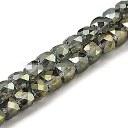 Electroplate Transparent Glass Beads Strands, Faceted, Cube, Olive Drab, 6x6x6mm, Hole: 1mm, about 67~68pcs/strand, 15.5~16 inch(39.4~40.6cm)(GLAA-C029-03B-04)