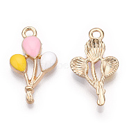 Light Gold Plated Alloy Pendants, with Enamel, Balloon, Colorful, 23.5x13.5x3.5mm, Hole: 2mm(ENAM-T009-16A)
