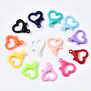 Opaque Acrylic Lobster Claw Clasps, Heart, Mixed Color, 26.5x22x6.5mm, Hole: 3mm(SACR-T358-02)