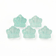 Transparent Glass Beads, Crown, Aquamarine, 12x14x8.5mm, Hole: 1mm(GLAA-Q092-02-D05)