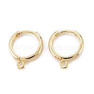 Brass Huggie Hoop Earrings Finding, with Horizontal Loop, Ring, Real 18K Gold Plated, 12 Gauge(2mm), 16.5x13.5x2mm, Hole: 1.5mm, Pin: 1mm(X-KK-D063-05G)