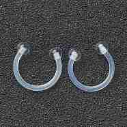 Acrylic Circular/Horseshoe Barbell with Double Round Ball, Eyebrow Rings, Nose Septum Rings, Clear, 12x12x3mm, Pin: 18 Gauge(1mm), Inner Diameter: 10mm, Ball: 3mm(X1-AJEW-P084-04B)