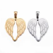 304 Stainless Steel Pendants, Wing, Mixed Color, 26.5x22x1.5mm, Hole: 3x5mm(STAS-E135-03)