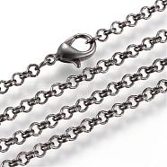 Iron Rolo Chains Necklace Making, with Lobster Clasps, Soldered, Gunmetal, 17.7 inch(45cm)(MAK-R015-45cm-B)