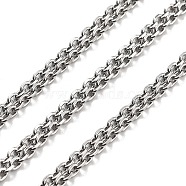 304 Stainless Steel Cable Chain, Stainless Steel Color, Link: 3x2x0.5mm(CHS-H026-07A-P)