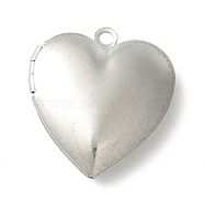 304 Stainless Steel Diffuser Locket Pendants, Photo Frame Pendants for Necklaces, Heart, Stainless Steel Color, 24.5x22.5x6.3mm, Hole: 2mm, Inner Diameter: 16.5x16mm(STAS-K002-07P)