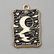 Alloy Enamel Pendants, Light Gold, Rectangle with Tarot, Moon, 28x18x1.4mm, Hole: 1.6mm(ENAM-WH0064-24D)