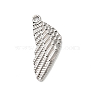 Non-Tarnish 304 Stainless Steel Pendants, Wing Charms, Stainless Steel Color, 26x10.5x2mm, Hole: 1.4mm(STAS-N103-33P)