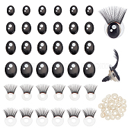 PandaHall Elite 24 Set 4 Style Oval Plastic Craft Safety Screw Noses, with 24Pcs 2 Style Acrylic Doll Eyelashes, Doll Making Supplies, Black, 10~16.5x8~12mm(DOLL-PH0001-43)