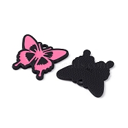 Spray Painted Alloy Pendants, Butterfly Charm, Pink, 19.5x21.5x1.5mm, Hole: 1mm(PALLOY-K001-40)