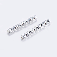 Brass Tube Beads, Tube, Faceted, Silver, 10x1.5mm, Hole: 0.8mm(KK-K197-39S)