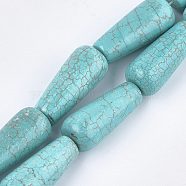 Natural Howlite Beads Strands, Dyed & Heated, Turquoise, Teardrop, 39~41x18~18.5mm, Hole: 1mm, about 10pcs/strand, 15.5 inch(X-TURQ-T003-09)
