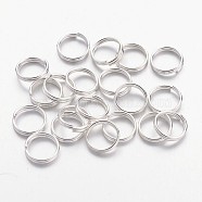 Iron Split Rings, Double Loops Jump Rings, Cadmium Free & Lead Free, Silver Color Plated, 8x0.7mm, about 7.3mm inner diameter, about 6.6mm inner diameter, about 355pcs/50g(X-JRDS8mm)