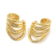 Rack Plating Brass Multi-layer Cuff Earrings with Cubic Zirconia for Women, Lead Free & Cadmium Free, Long-Lasting Plated, Real 18K Gold Plated, 18x17.5x14mm(EJEW-F326-03G)