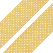 5M Cotton Linen Strar Printed Ribon, Garment Accessories, Gold, 1-5/8 inch(40mm), about 5.47 Yards(5m)/Roll(OCOR-K008-01C-01)