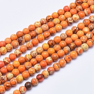 Natural Imperial Jasper Beads Strands, Dyed, Round, Orange, 4mm, Hole: 0.5mm, about 98~102pcs/strand, 15.7 inch(G-A175B-4mm-07)
