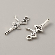 Tibetan Style Alloy Pendants, Ballet Dancer, Antique Silver, 25x12x3mm, Hole: 1.8mm(FIND-CJC0012-020)