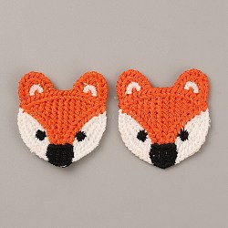 Animal Polyester Knitted Appliques, Costume Hat Bag Ornament Accessories, Fox Pattern, 39x35x2mm(DIY-WH0399-42G)