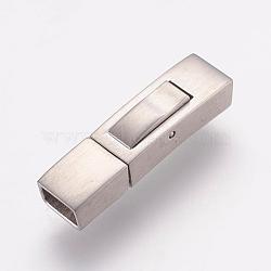 304 Stainless Steel Bayonet Clasps, Rectangle, Frosted, Stainless Steel Color, 24.5x6.5x6mm, Hole: 3x5mm(STAS-K145-16P)