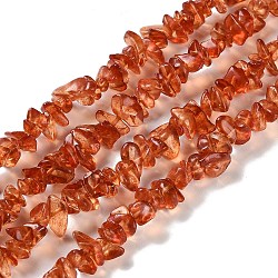 Transparent Glass Beads Strands, Chip, Sienna, 2~8x5~19x4.5~7.5mm, Hole: 0.4mm, 29.92''~31.10''(76~79cm)(GLAA-P060-01B-03)