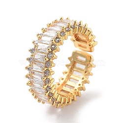 Brass with Cubic Zirconia Open Cuff Rings, Clear, US Size 6 1/4(16.7mm)(RJEW-B053-06)