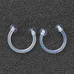 Acrylic Circular/Horseshoe Barbell with Double Round Ball, Eyebrow Rings, Nose Septum Rings, Clear, 12x12x3mm, Pin: 18 Gauge(1mm), Inner Diameter: 10mm, Ball: 3mm(X1-AJEW-P084-04B)