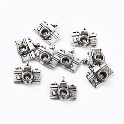 Metal Alloy Pendants, Cadmium Free & Nickel Free & Lead Free, Camera, Antique Silver, 13x13x5mm, Hole: 2mm(PALLOY-A15513-N-NF)