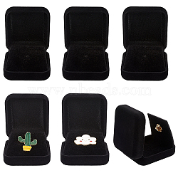 Velvet Jewelry Gift Storage Boxes, Rectangle, Black, 5.85x5.35x2.35cm(CON-CY0001-01B-01)