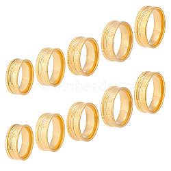 10Pcs 5 Size 304 Stainless Steel Grooved Finger Ring Settings, Ring Core Blank, for Inlay Ring Jewelry Making, Golden, US Size 7 1/4~12 1/4(17.4~21.4mm), 2Pcs/size(STAS-UN0041-21G)