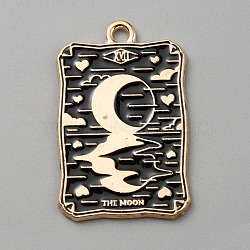 Alloy Enamel Pendants, Light Gold, Rectangle with Tarot, Moon, 28x18x1.4mm, Hole: 1.6mm(ENAM-WH0064-24D)