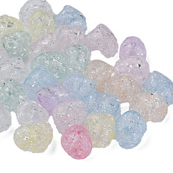 Transparent Crackle Acrylic Beads, Heart, Mixed Color, 9.5x12x9mm, Hole: 2mm, about 900pcs/500g(CACR-N006-15-A01)
