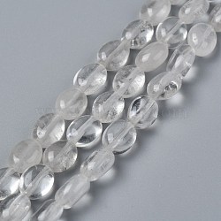 Natural Quartz Crystal Beads Strands, Rock Crystal Beads, Oval, 8x6x3.5~4mm, Hole: 1mm, about 45~52pcs/strand, 15.16~15.74 inch(38.5~40cm)(G-Z006-A33)