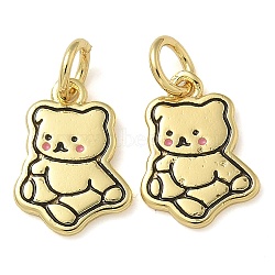 Rack Plating Brass Pendants, Long-Lasting Plated, Lead Free & Cadmium Free, Bear Charms, with Jump Ring, Real 18K Gold Plated, 12.5x9x1.3mm, Hole: 3mm(KK-K392-13G)