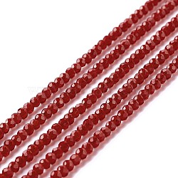 Transparent Glass Beads Strands, Faceted, Round, Crimson, 2mm, Hole: 0.6mm, about 182~201pcs/strand, 14.57~15.24 inch((37~38.7cm)(GLAA-C019-01A-29)
