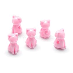 Opaque Acrylic Kitten Beads, Cat, Pink, 14.5x8.5x9.5mm, Hole: 2.5mm, about 860pcs/500g(MACR-S830-02H)