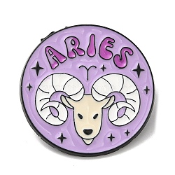 Constellation Alloy Brooches, Enamel Pins for Clothes Backpack, Aries, 29.5mm(JEWB-I032-08EB-03)