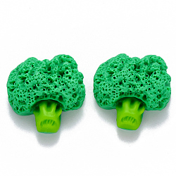 Resin Decoden Cabochons, Imitation Food, Broccoli, Medium Sea Green, 19x19.5x8~9mm(CRES-N022-51)