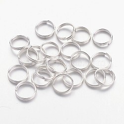 Iron Split Rings, Double Loops Jump Rings, Cadmium Free & Lead Free, Silver Color Plated, 8x0.7mm, about 7.3mm inner diameter, about 6.6mm inner diameter, about 355pcs/50g(X-JRDS8mm)