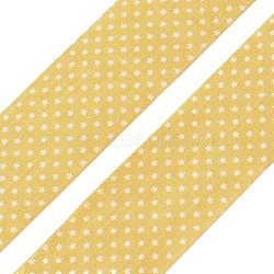 5M Cotton Linen Strar Printed Ribon, Garment Accessories, Gold, 1-5/8 inch(40mm), about 5.47 Yards(5m)/Roll(OCOR-K008-01C-01)