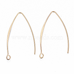 Brass Earring Hooks, with Horizontal Loop, Nickel Free, Real 18K Gold Plated, 43mm, Hole: 1.8mm, Pin: 1mm(X-KK-N231-07-NF)