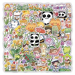 Girl Theme PVC Plastic Sticker Labels, Waterproof Decals for Suitcase, Skateboard, Refrigerator, Helmet, Mobile Phone Shell, Flower Pattern, 40~60mm, 60pcs/set(STIC-PW0005-15)